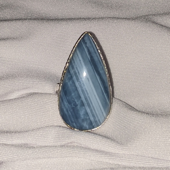 Owhyee Blue Opal Gemstone 925 Sterling Silver Handmade Ring - Picture 2 of 6